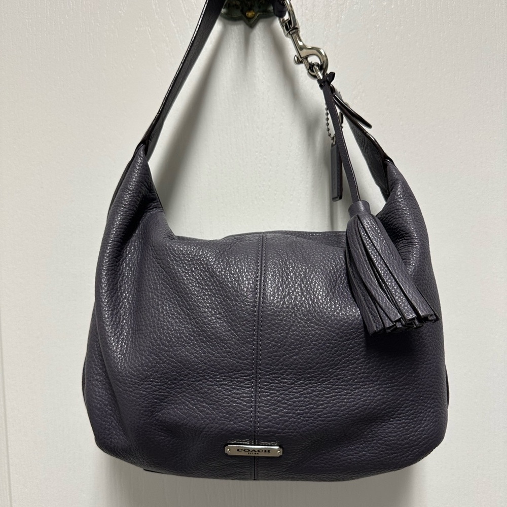 Coach Avery Leather Hobo Bag Gray